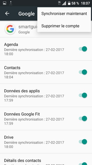 Sélectionnez Synchroniser maintenant