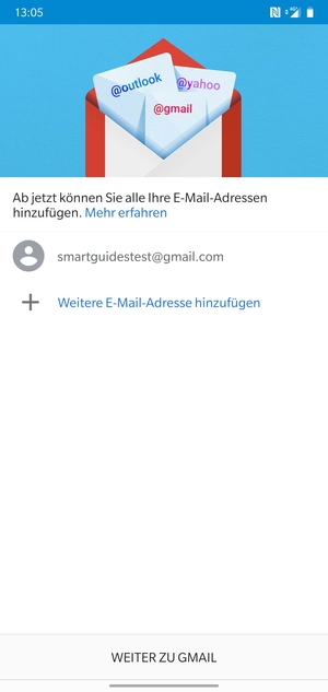 Wählen Sie WEITER ZU GMAIL