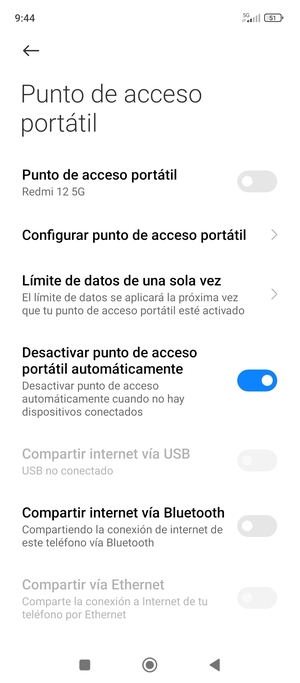 Seleccione Configurar punto de acceso portátil