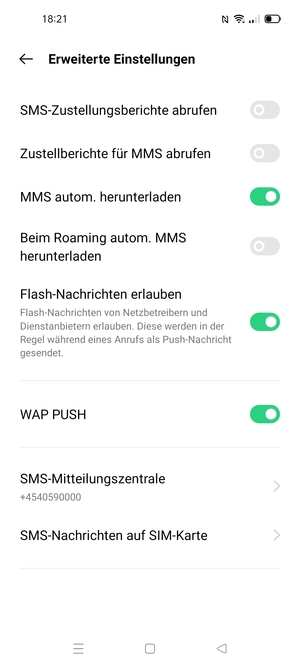 Wählen Sie SMS-Mitteilungszentrale