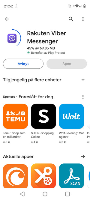 Vent til installasjonen er ferdig