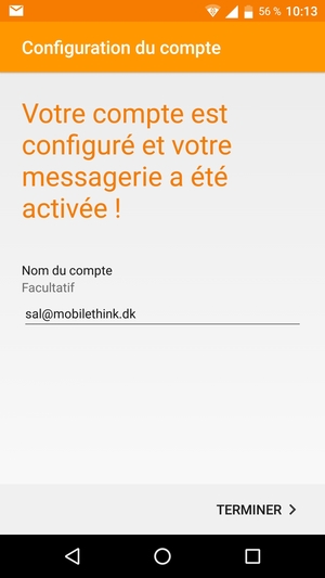 Donnez un nom à votre compte et sélectionnez TERMINER