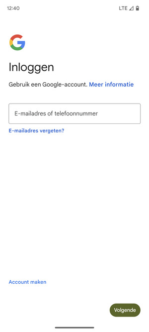 Voer uw e-mailadres in en selecteer Volgende