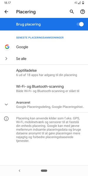 Slå Brug placering fra