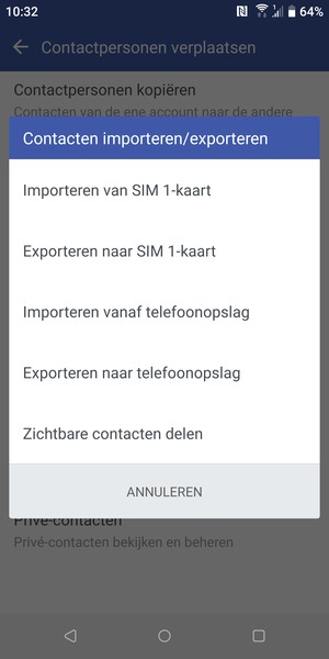 Selecteer Importeren van SIM kaart