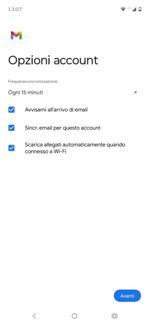 Seleziona Avanti
