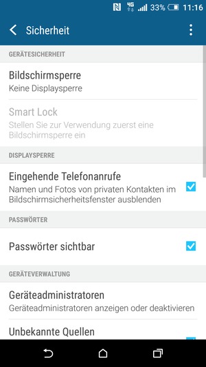 Wählen Sie Bildschirmsperre