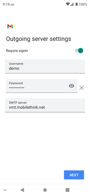 Enter Outgoing server address