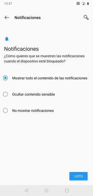 Seleccione la opción deseada y seleccione LISTO