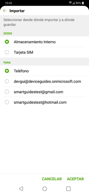 Seleccione Tarjeta SIM