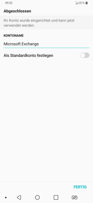 Geben Sie Ihrem Konto einen Namen und wählen Sie FERTIG