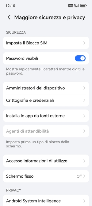 Seleziona Imposta il Blocco SIM