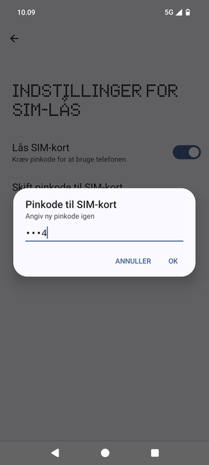 Bekræft din nye Pinkode til SIM-kort og vælg OK
