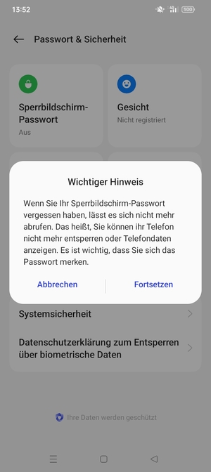 Wählen Sie Fortsetzen