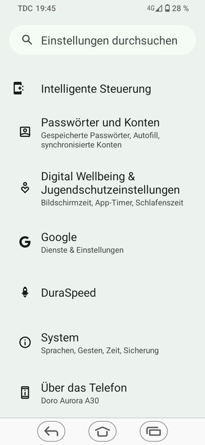 Scrollen Sie und wählen Sie System