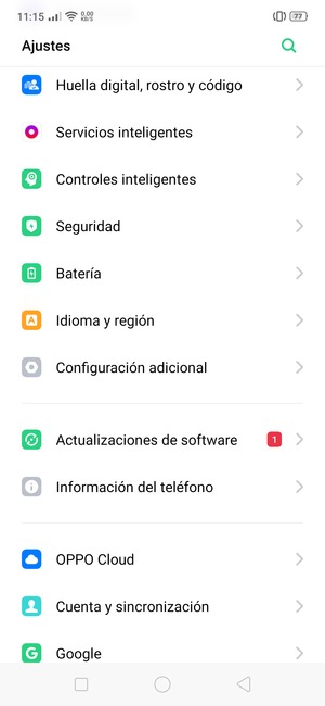 Desplácese y seleccione Cuenta y sincronización