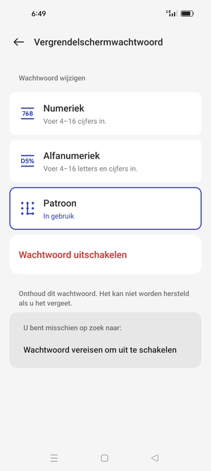 Uw telefoon is nu beveiligd met een schermvergrendeling
