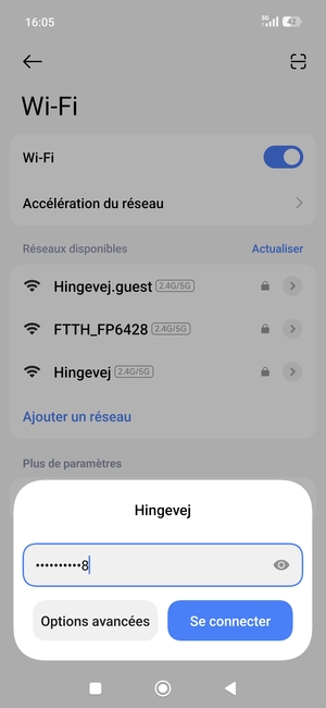 Saisissez le mot de passe du Wi-Fi et sélectionnez Se connecter