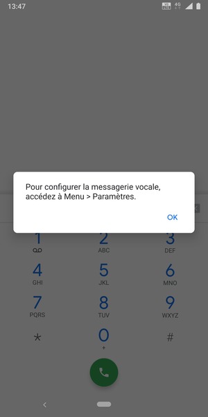 Si votre messagerie vocale n'est pas configurée, sélectionnez OK