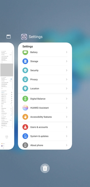 Select the Delete  icon to close all running apps
