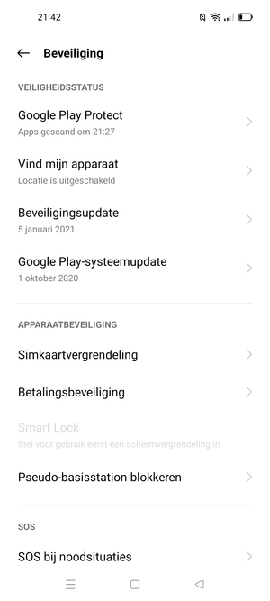 Scroll naar en selecteer Simkaartvergrendeling