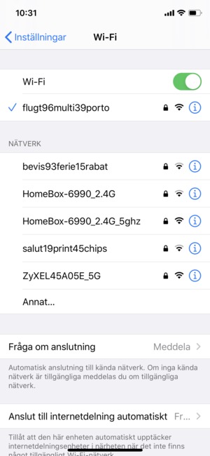 Du är nu ansluten till Wi-Fi nätverket