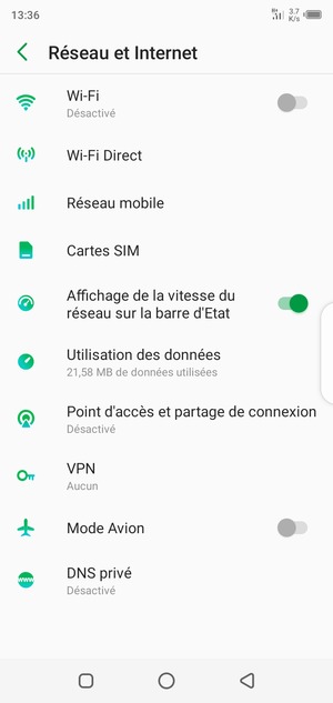 Sélectionnez Point d'accès et partage de connexion