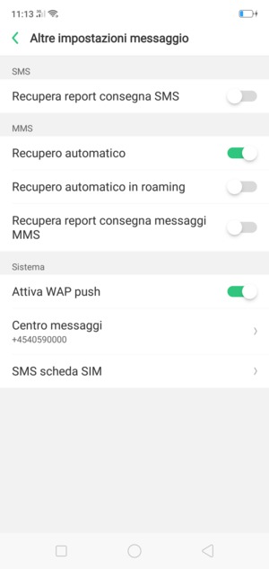 Seleziona Centro messaggi