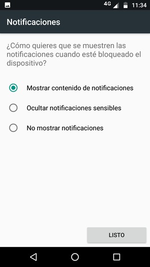 Seleccione la opción deseada y seleccione LISTO
