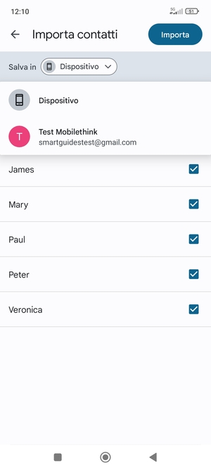 Seleziona il tuo account  Google