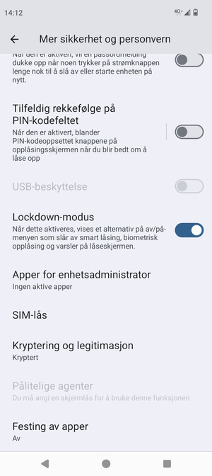 Bla til og velg SIM-lås