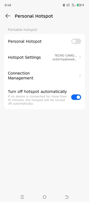Select Hotspot Settings
