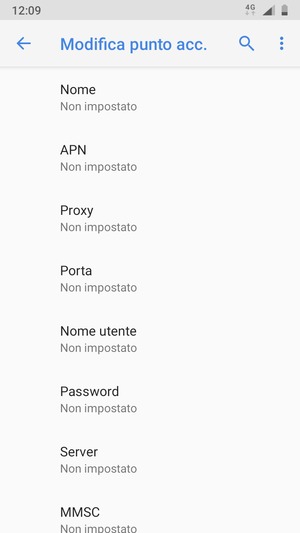 Inserisci le informazioni di Internet