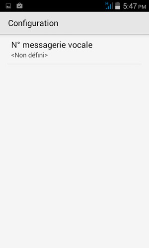 Sélectionnez N° messagerie vocale