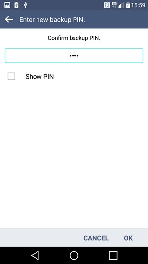 Confirm your backup PIN and select OK
