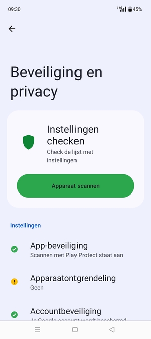 Om uw schermvergrendeling te activeren, ga naar het Beveiliging en privacy-menu en selecteer Apparaatontgrendeling