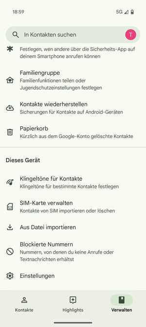 Scrollen Sie und wählen Sie SIM-Karte verwalten
