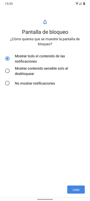 Seleccione la opción deseada y seleccione Listo
