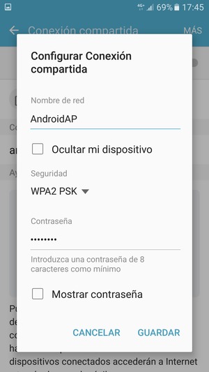Introduzca una contraseña de al menos 8 caracteres y seleccione GUARDAR