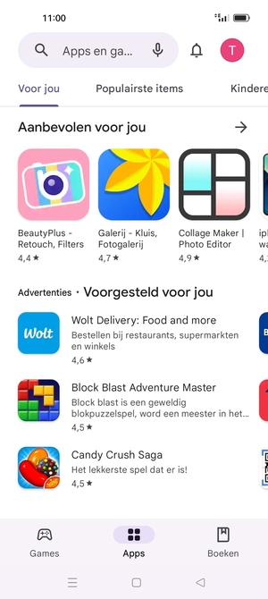 Selecteer de zoekbalk