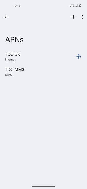 Select the Internet access point