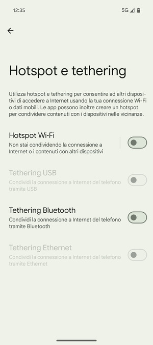 Seleziona Hotspot Wi-Fi
