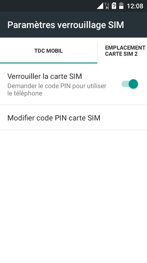 Sélectionnez Public et sélectionnez Modifier code PIN carte SIM