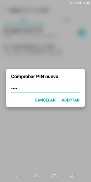Confirme su nuevo PIN de tarjeta SIM y seleccione ACEPTAR