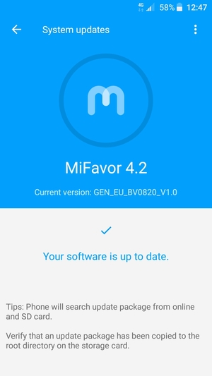 If your phone is up to date, you will see the following screen