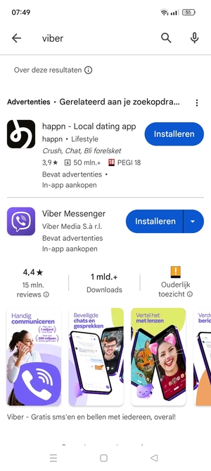 Selecteer de app