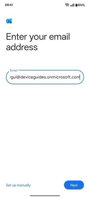 Enter your Email address and  select Set up manually