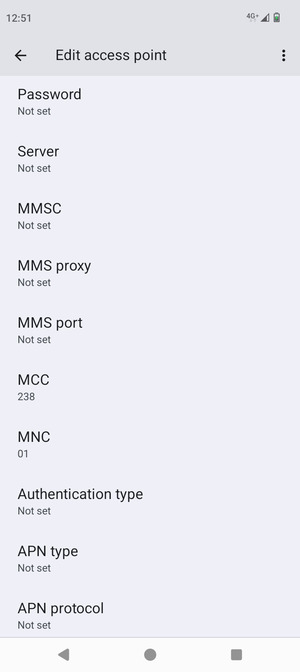 Scroll down and enter MMS information