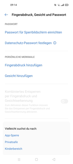 Wählen Sie Passwort für Sperrbildschirm einrichten