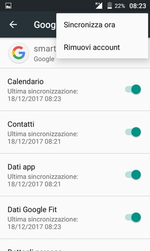 Seleziona Sincronizza ora